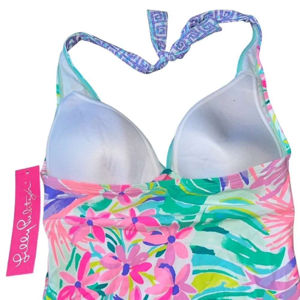 Lilly Pulitzer Bliss Halter Tankini in Pastel Pink Blue Floral - Picture 6 of 12